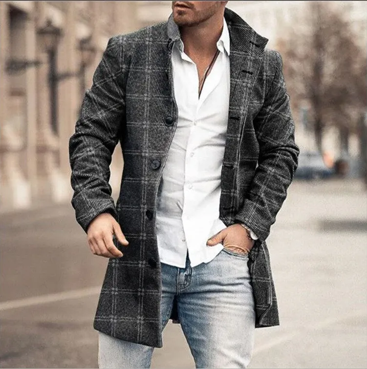 Warm men's winter coat with hood