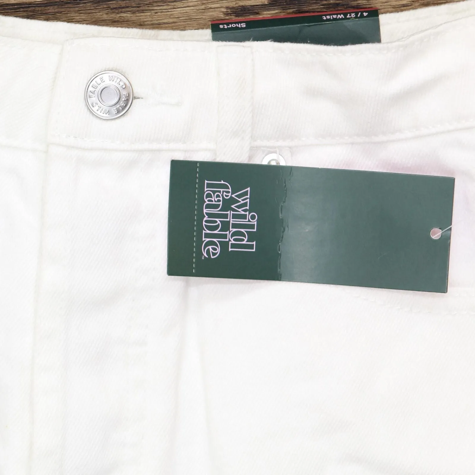 Wild Fable Women's High-Rise Frayed Hem Jean Shorts 20WFSH018B White 4