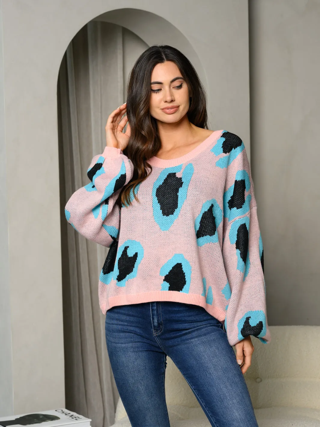 WOMEN'S LONG SLEEVE COLORBLOCK SWEATER