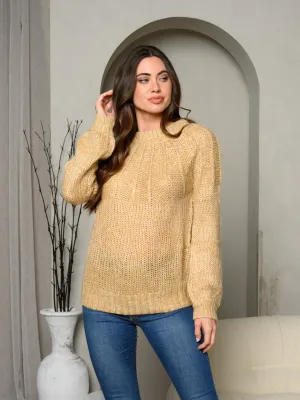WOMEN'S LONG SLEEVE SOLID KNIT SWEATER