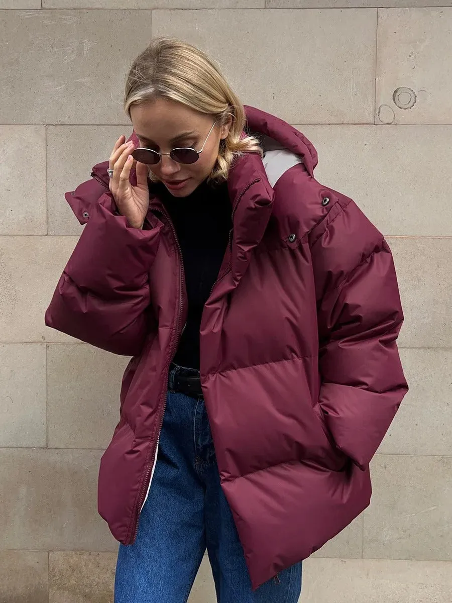 Women's quilted jacket with hood - warm down jacket in a short model
