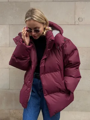 Women's quilted jacket with hood - warm down jacket in a short model