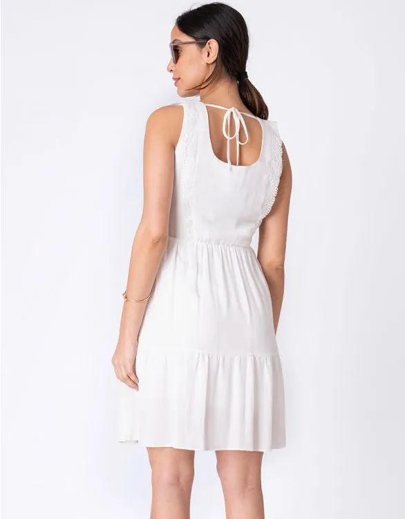 Women's white Lace trim Maternity & Nursing mini Dress - Seraphine