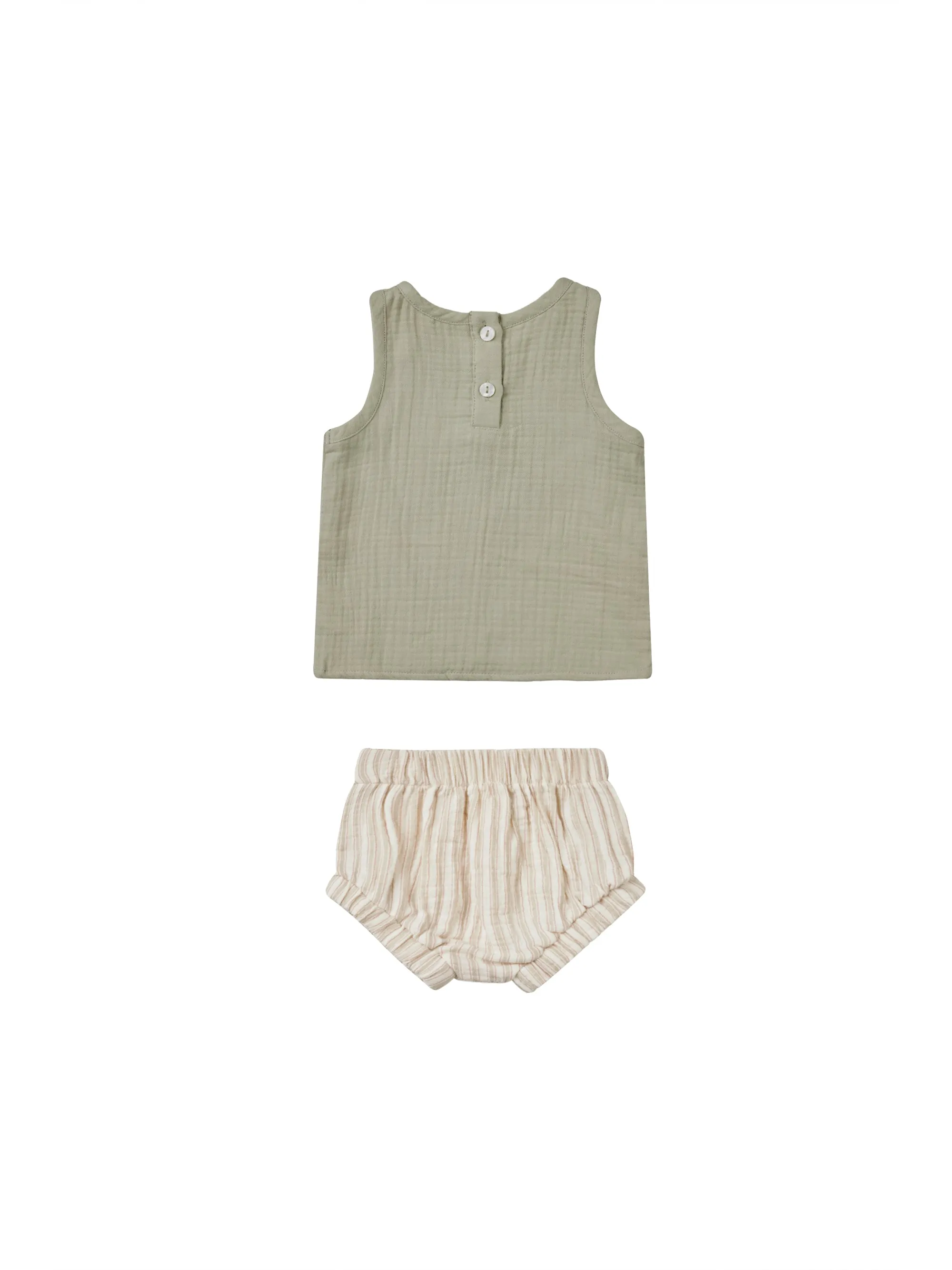 woven tank   short set || sage  stripe