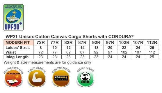 WP21 CORDURA SEMI-FITTED CORDURA WORK SHORTS