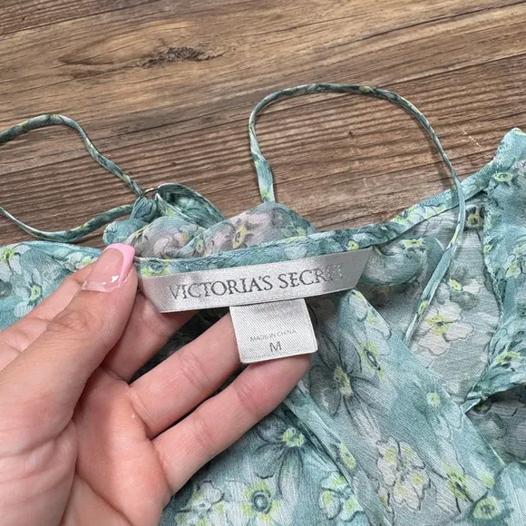 Y2K Victoria's Secret Lingerie Cami Set Size M Blue Floral