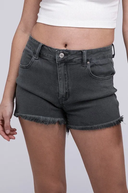 ZENANA Acid Washed Frayed Cutoff Hem Shorts