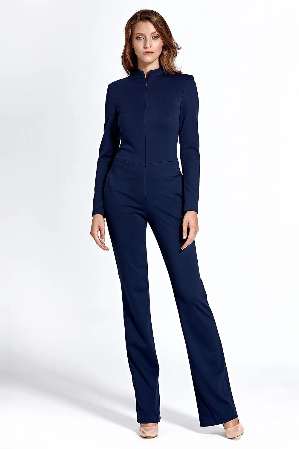 Zip-Front Fitted Jumpsuit
