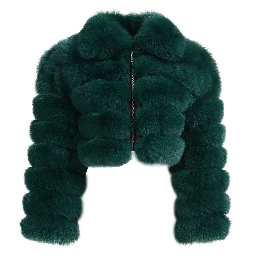 Zipped Closure Mini Fur Coat